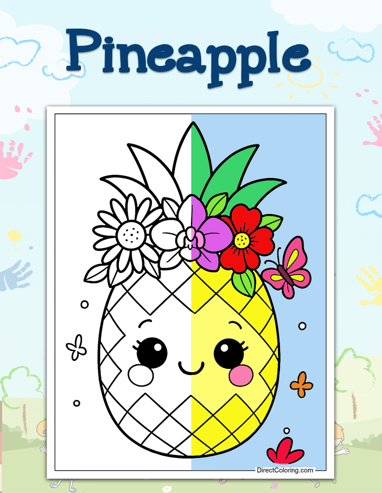 Pineapple Coloring Pages Free PDF to Download and Print